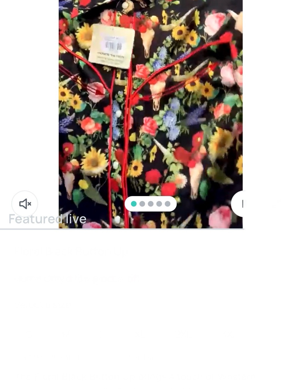 Floral & Skull Western Button-Up Shirt - Black Base with Multicolor Flowers - Picture 5 of 5
